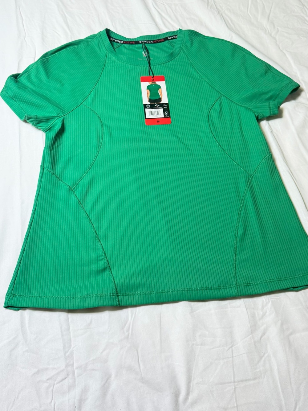 Spyder Active Ribbed Athletic Performance Top Green Size M NWT
